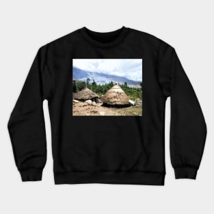 Colorized Vintage Photo of Andes Mountains Dwellings Crewneck Sweatshirt